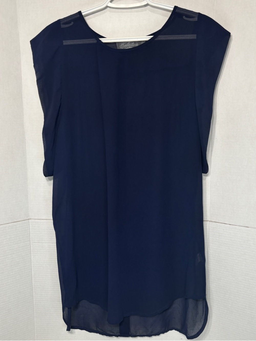 Costa Blanca Women’s Navy Sheer Tunic Top Coastal Vacation Overlay Shirt
